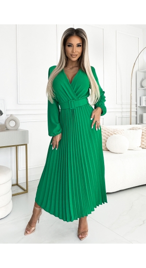 Grøn kjole med ærmer Viviana